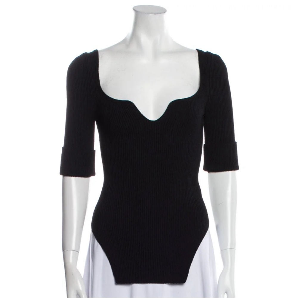KHAITE Irina Ribbed Knit Top in Black | Size S